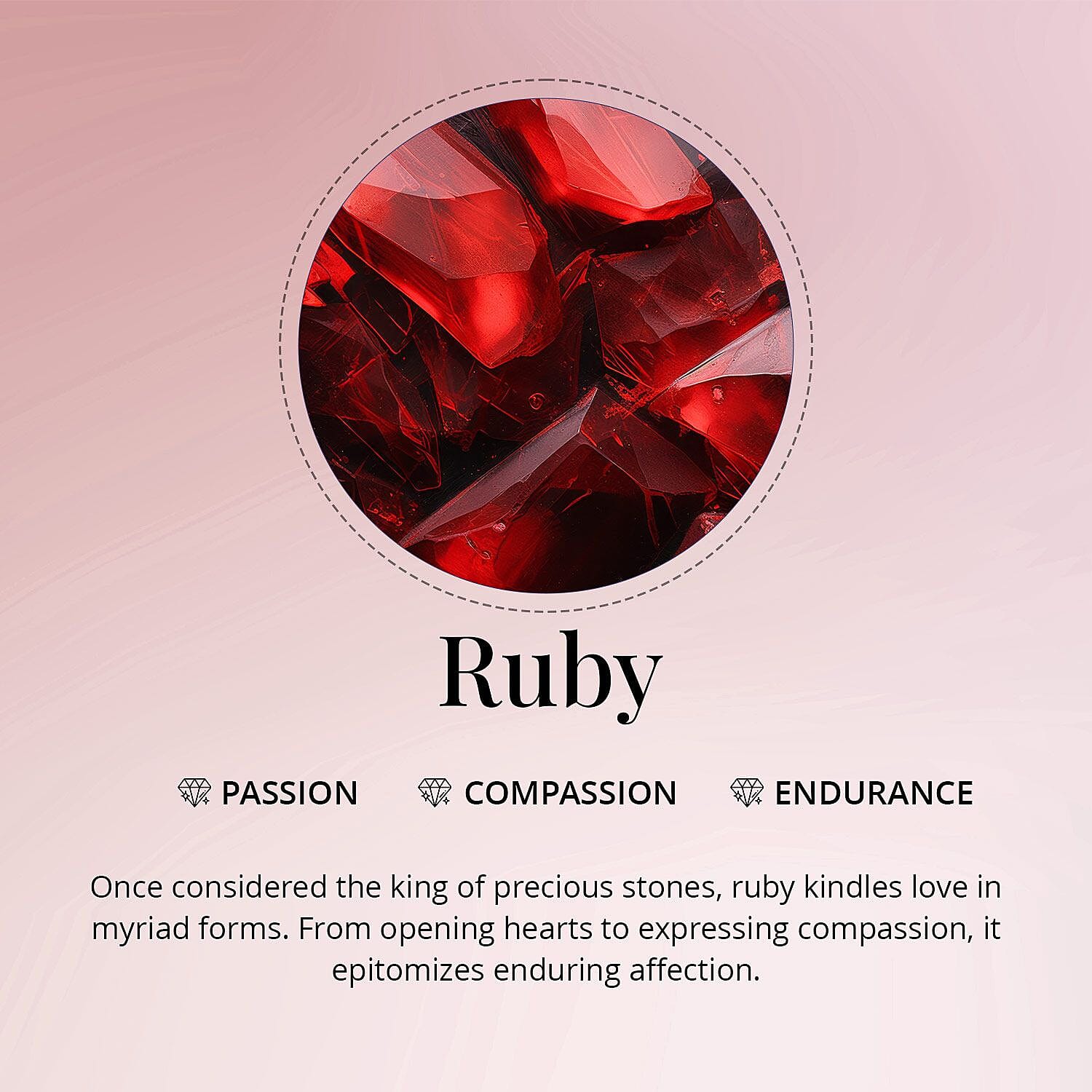 Niassa Ruby (FF) and Moissanite 8.80 ctw Pendant Necklace in 18K Vermeil YG and Rhodium Over Sterling Silver 20 Inches