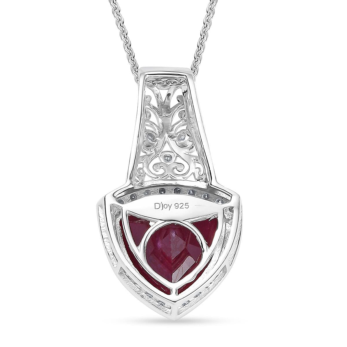 D'Joy Niassa Ruby (FF) and Moissanite 9.40 ctw Empress Crest Pendant Necklace in 18K Vermeil YG and Rhodium Over Sterling Silver 20 Inches image number 4