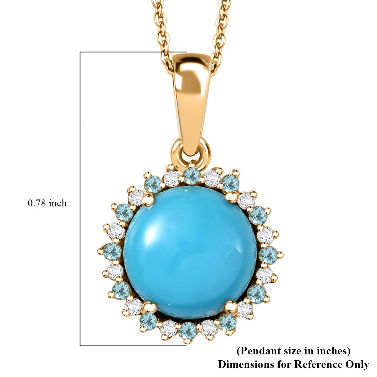 D'Joy Sleeping Beauty Turquoise, AAA Paraiba Tourmaline and Diamond 2.85 ctw Ocean Empress Pendant Necklace in 18K Vermeil Yellow Gold Over Sterling Silver 20 Inches image number 6