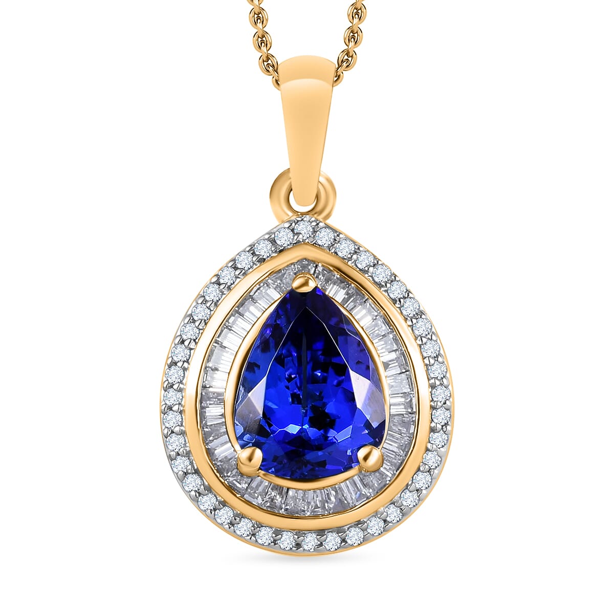 Rhapsody AAAA Tanzanite and E-F VS2 White Diamond 2.30 ctw Pendant Necklace 20 Inches in 18K White Gold image number 0