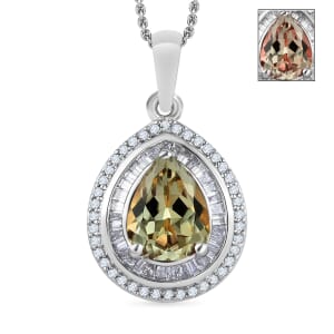 Luxoro Premium Turkizite and G-H SI Diamond 2.30 ctw Pendant Necklace 20 Inches in 14K White Gold