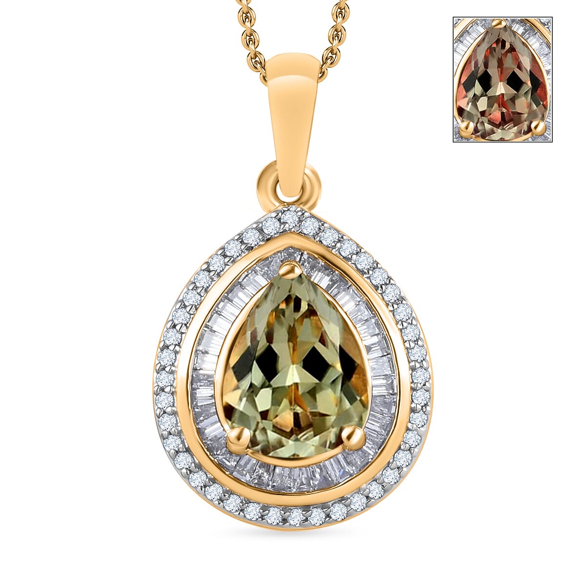 Rhapsody AAAA Turkizite and E-F VS2 Diamond 2.30 ctw Pendant Necklace 20 Inches in 18K Yellow Gold image number 0