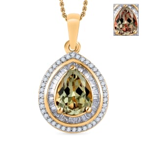 Rhapsody AAAA Turkizite and E-F VS2 Diamond 2.30 ctw Pendant Necklace 20 Inches in 18K Yellow Gold