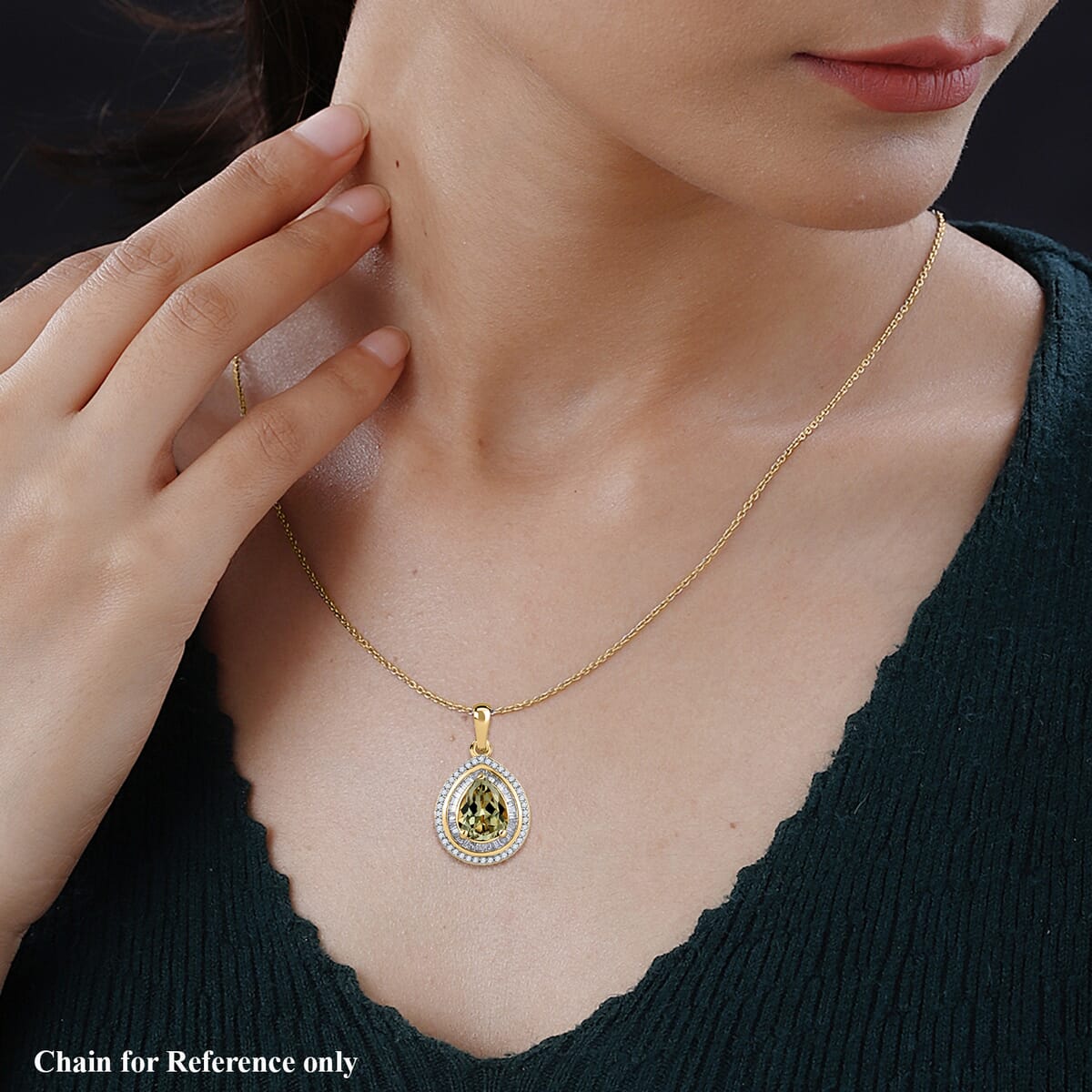 Rhapsody AAAA Turkizite and E-F VS2 Diamond 2.30 ctw Pendant Necklace 20 Inches in 18K Yellow Gold image number 1