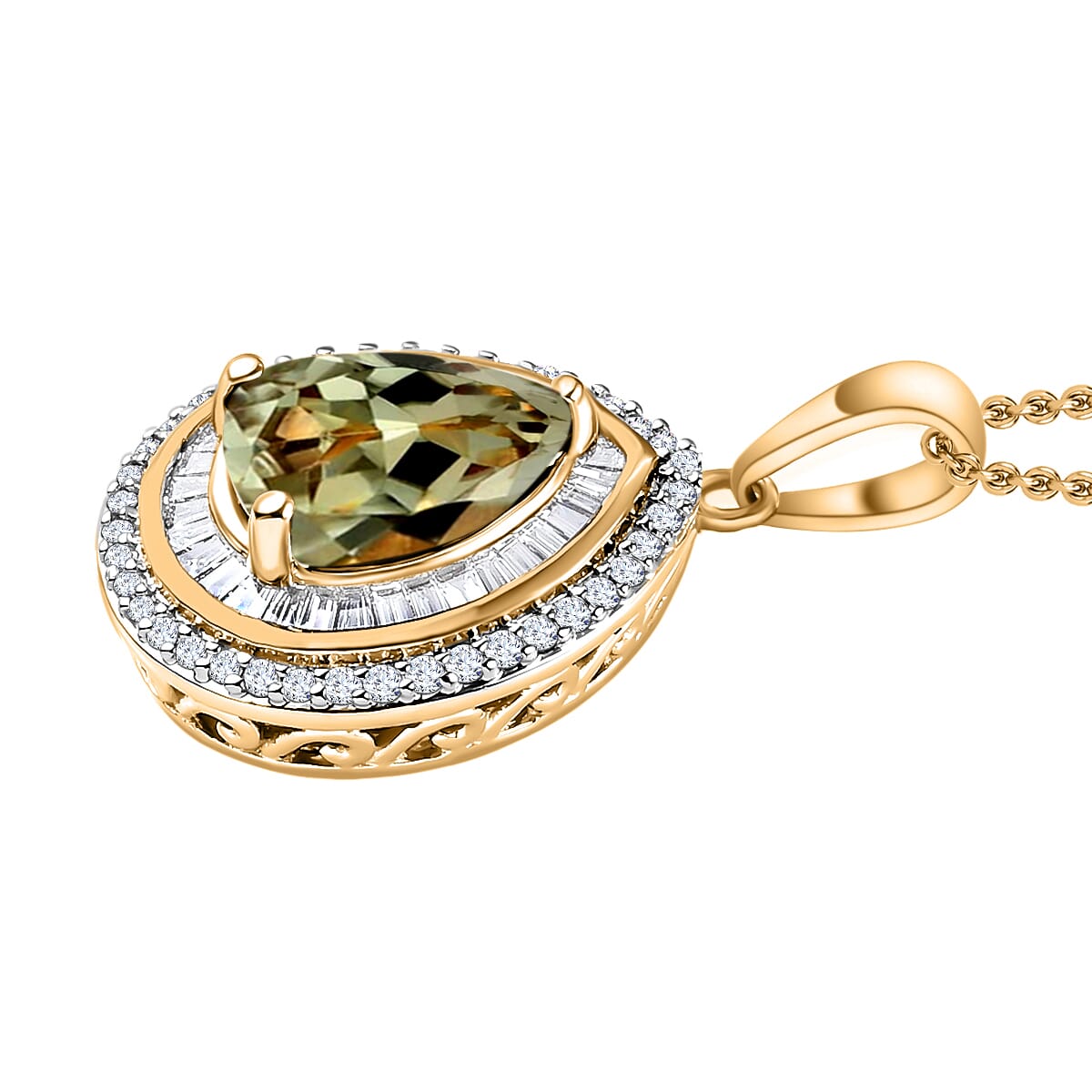 Rhapsody AAAA Turkizite and E-F VS2 Diamond 2.30 ctw Pendant Necklace 20 Inches in 18K Yellow Gold image number 2