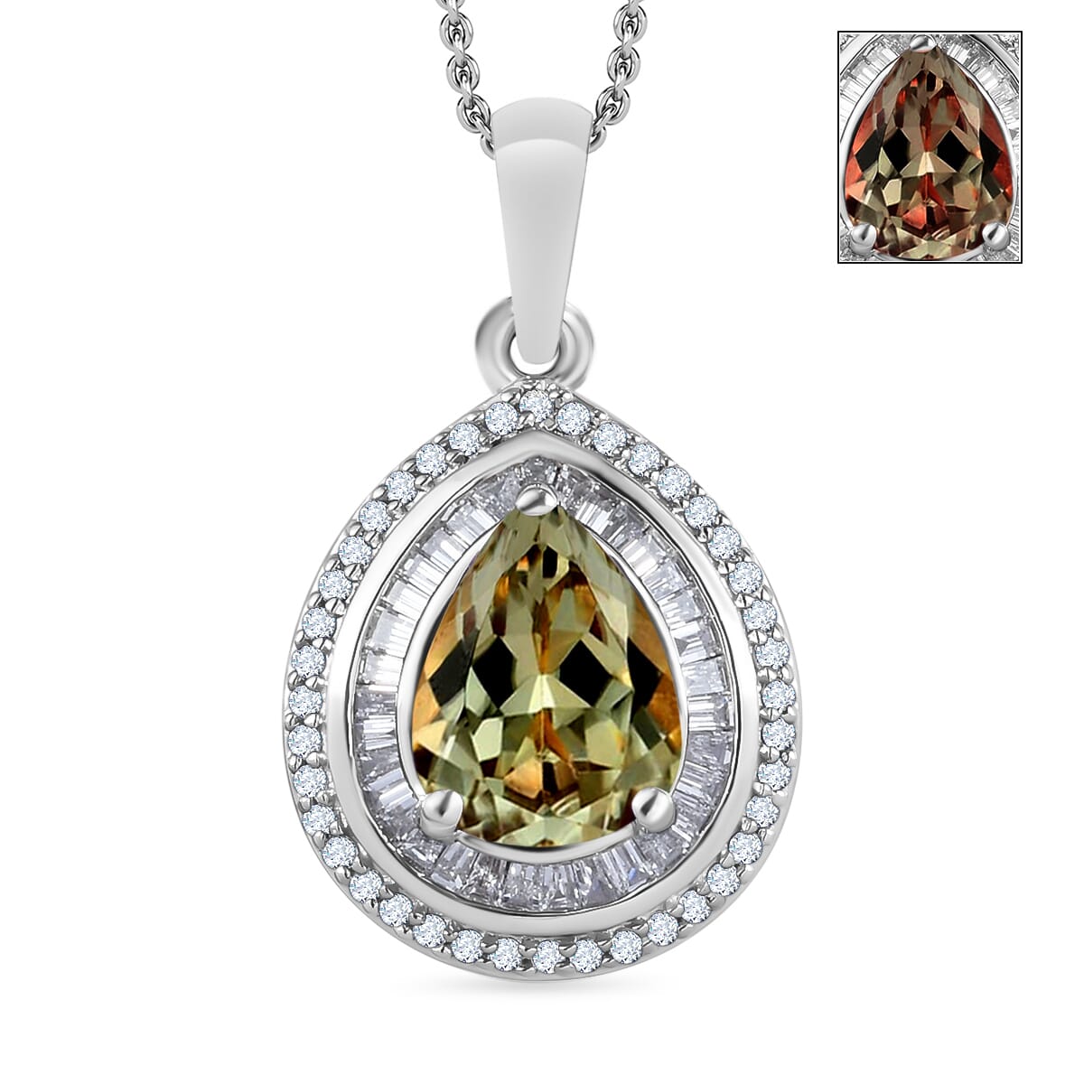 Rhapsody AAAA Turkizite and E-F VS2 Diamond 2.30 ctw Pendant Necklace 20 Inches 950 Platinum image number 0