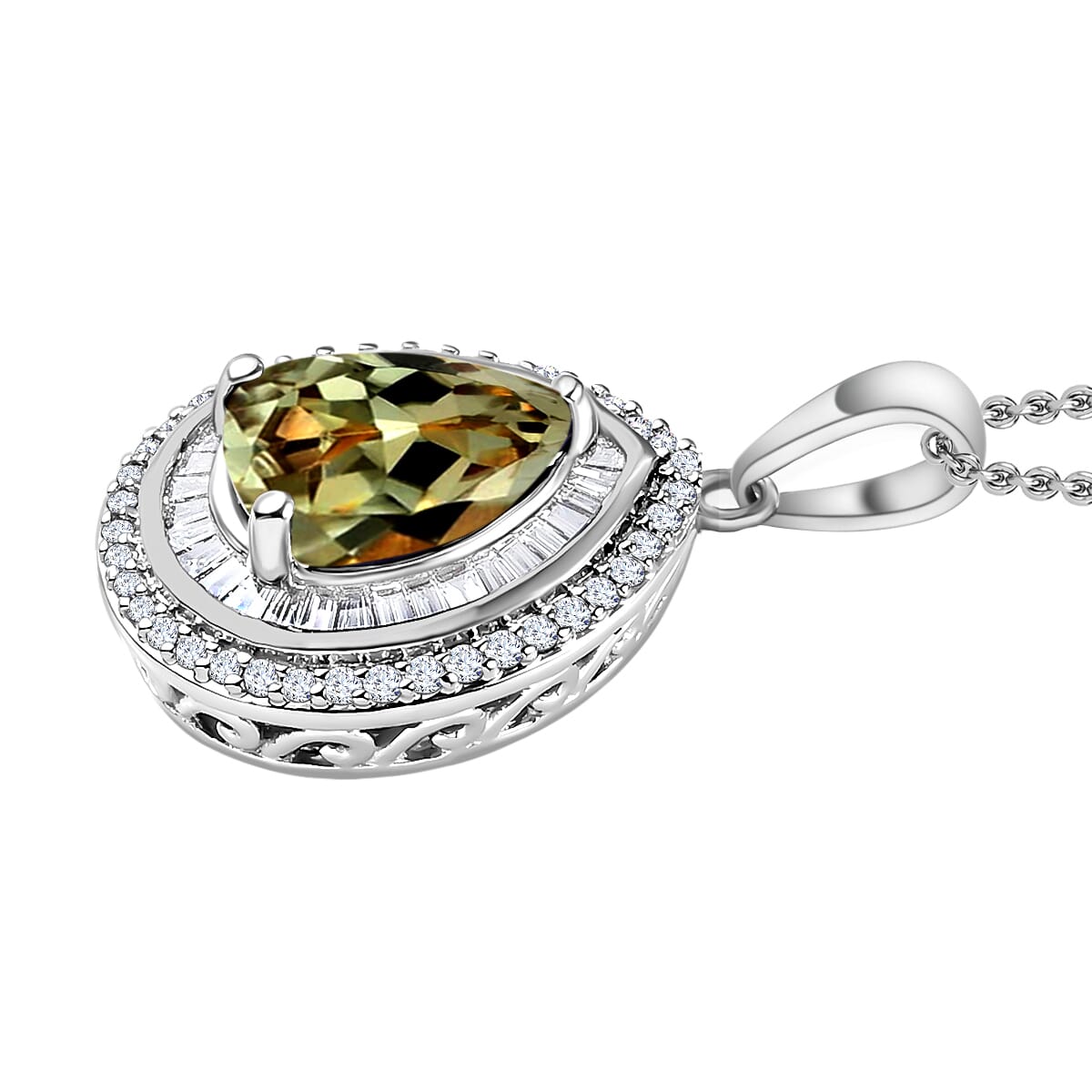 Rhapsody AAAA Turkizite and E-F VS2 Diamond 2.30 ctw Pendant Necklace 20 Inches 950 Platinum image number 2