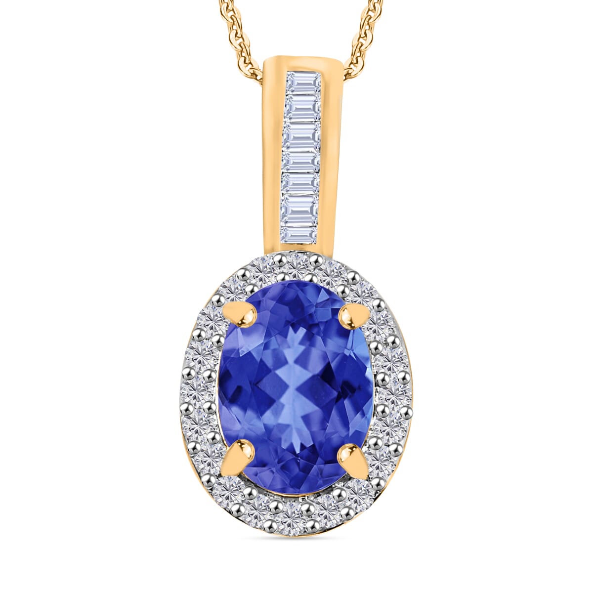 Rhapsody AAAA Tanzanite and E-F VS2 Diamond 1.60 ctw Pendant Necklace 20 Inches in 18K Yellow Gold image number 0