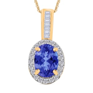 Rhapsody AAAA Tanzanite and E-F VS2 Diamond 1.60 ctw Pendant Necklace 20 Inches in 18K Yellow Gold