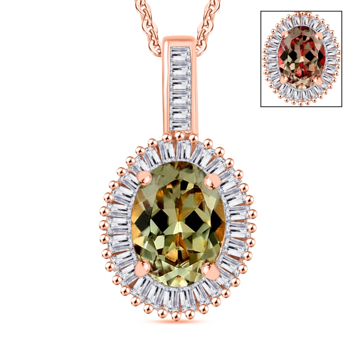 Rhapsody AAAA Turkizite and E-F VS2 Diamond 1.51 ctw Pendant Necklace 20 Inches in 18K Rose Gold image number 0