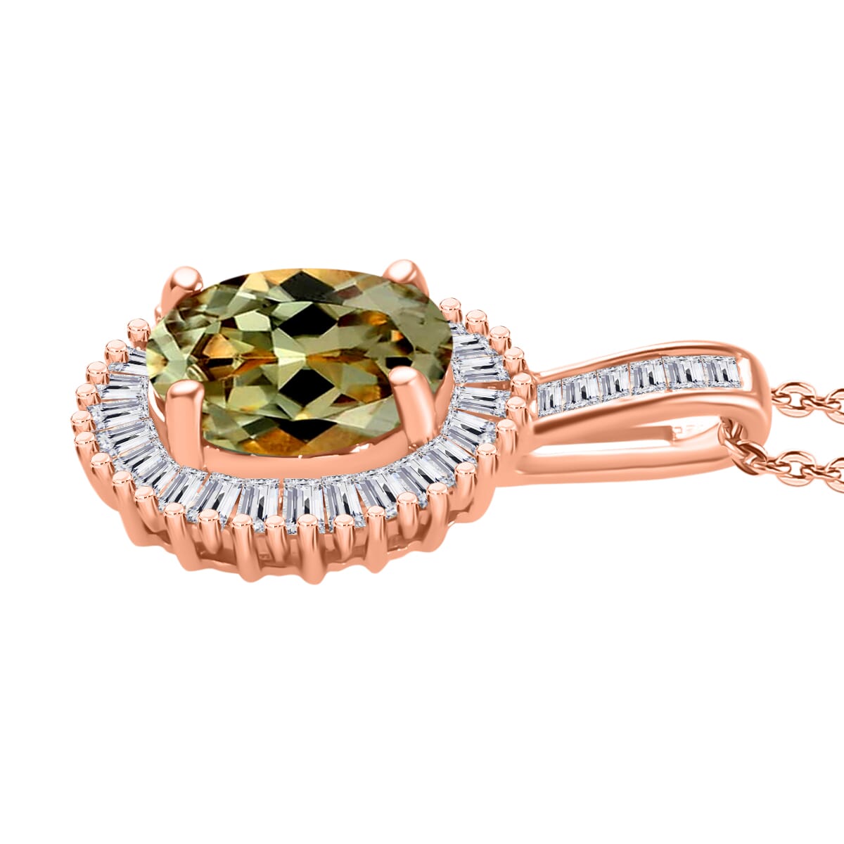 Rhapsody AAAA Turkizite and E-F VS2 Diamond 1.51 ctw Pendant Necklace 20 Inches in 18K Rose Gold image number 2