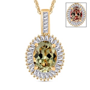 Luxoro Premium Turkizite and G-H I2 Diamond 1.51 ctw Pendant Necklace 20 Inches in 14K Yellow Gold