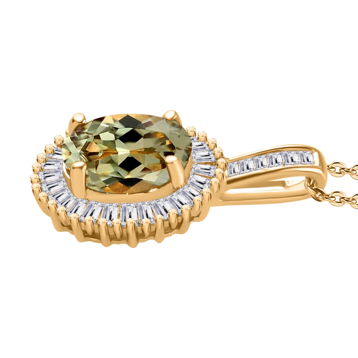 Luxoro Premium Turkizite and G-H I2 Diamond 1.51 ctw Pendant Necklace 20 Inches in 14K Yellow Gold image number 2