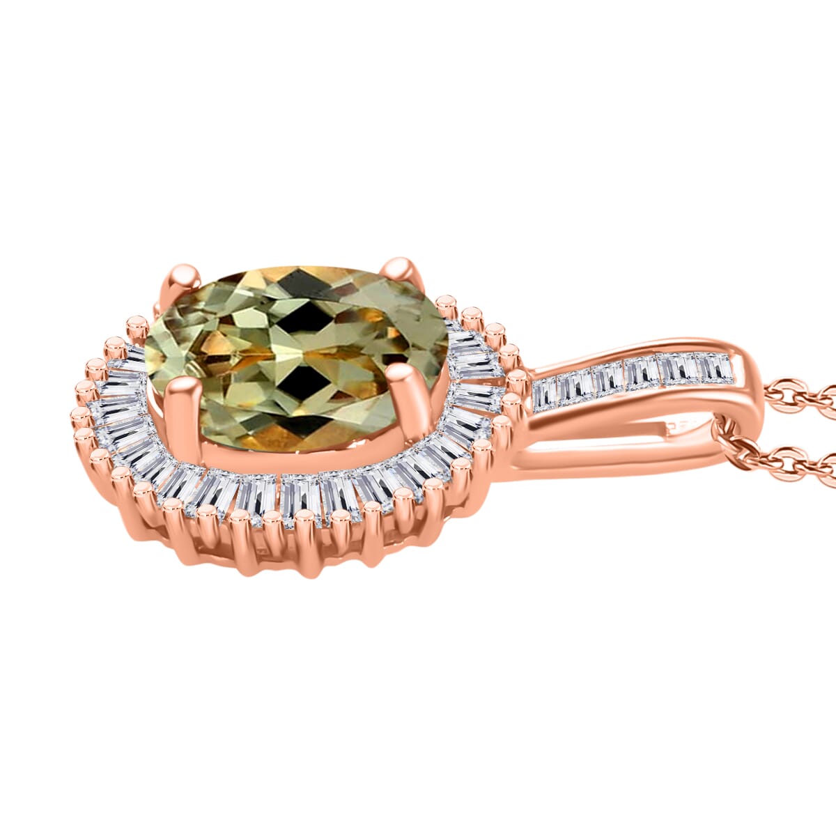 Luxoro Premium Turkizite and G-H I2 Diamond 1.51 ctw Pendant Necklace 20 Inches in 14K Rose Gold image number 2