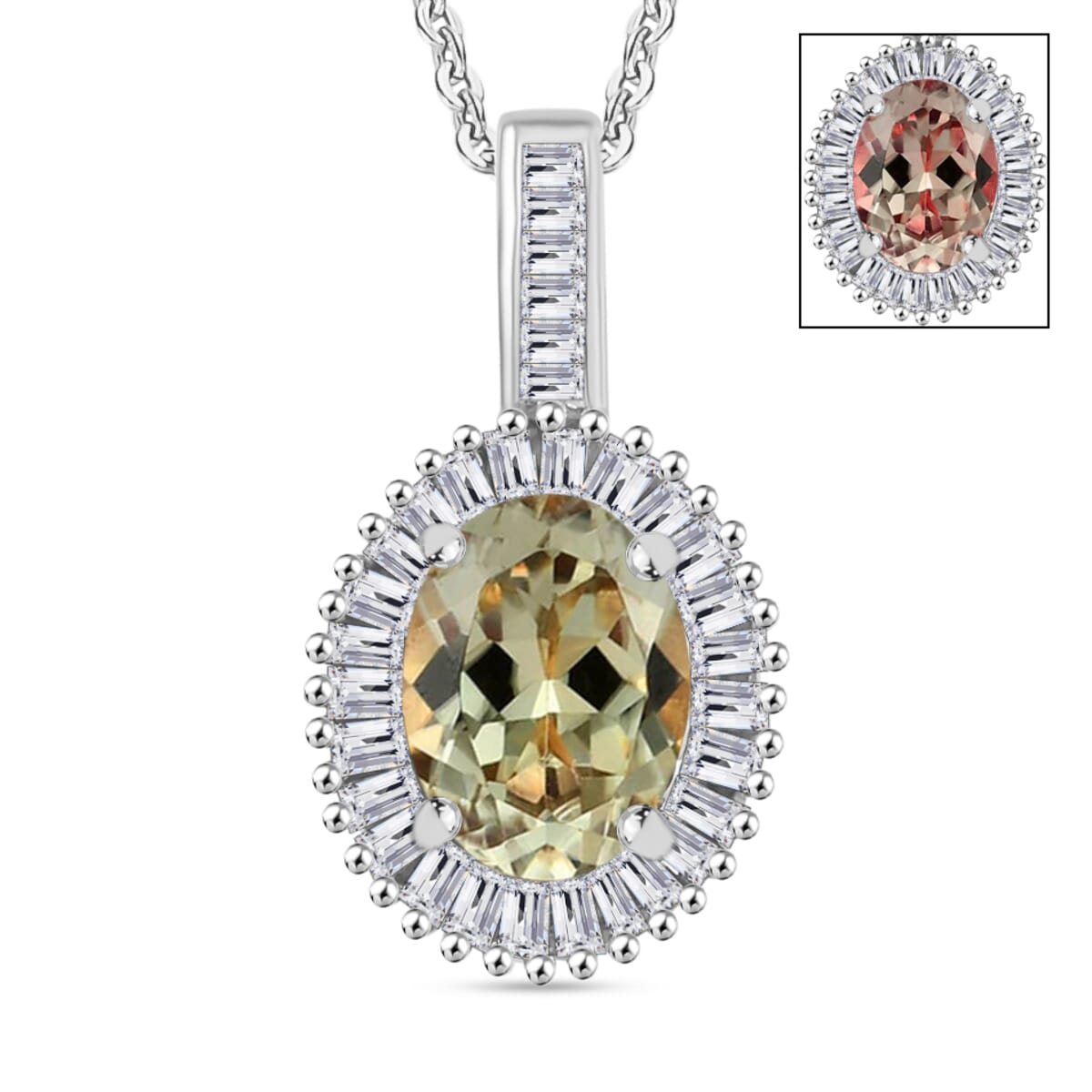 Premium Turkizite and Diamond 1.51 ctw Pendant Necklace 20 Inches in Rhodium Over Sterling Silver image number 0