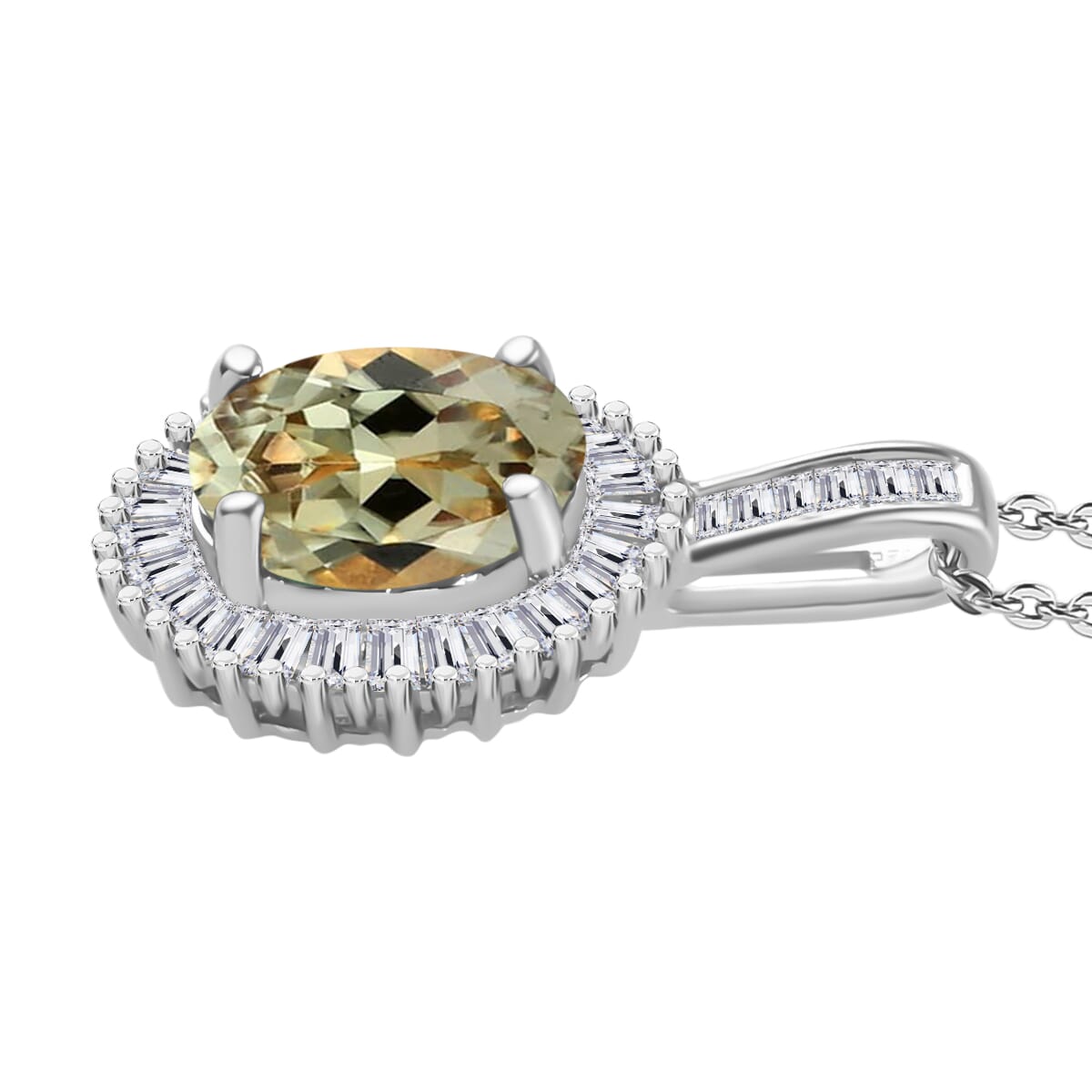 Premium Turkizite and Diamond 1.51 ctw Pendant Necklace 20 Inches in Rhodium Over Sterling Silver image number 2
