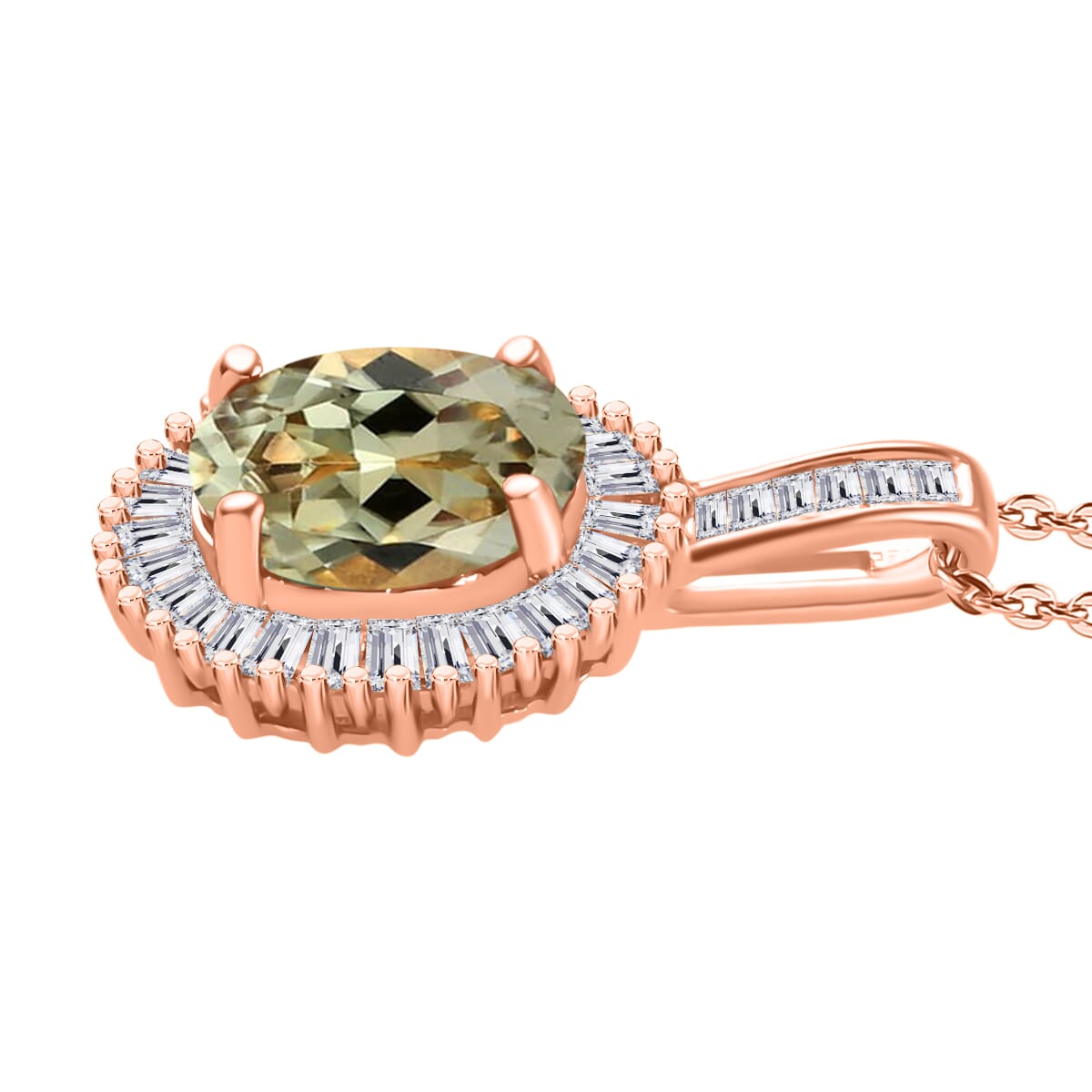 Premium Turkizite and Diamond 1.51 ctw Pendant Necklace 20 Inches in 18K Vermeil Rose Gold Over Sterling Silver image number 2