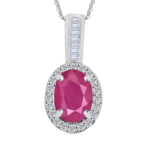 Rhapsody AAAA Mozambique Ruby and E-F VS2 Diamond 1.84 ctw Pendant Necklace 20 Inches in 18K White Gold