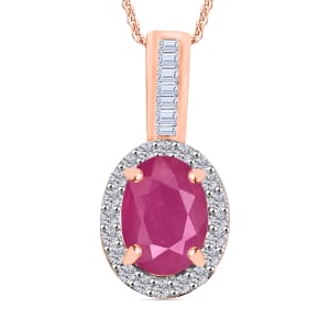 Rhapsody AAAA Mozambique Ruby and E-F VS2 Diamond 1.84 ctw Pendant Necklace 20 Inches in 18K Rose Gold