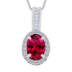 Rhapsody AAAA Ouro Fino Rubellite and E-F VS2 Diamond 1.54 ctw Pendant Necklace 20 Inches in 18K White Gold