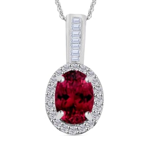 Rhapsody AAAA Ouro Fino Rubellite and E-F VS2 Diamond 1.58 ctw Pendant Necklace 20 Inches in 950 Platinum