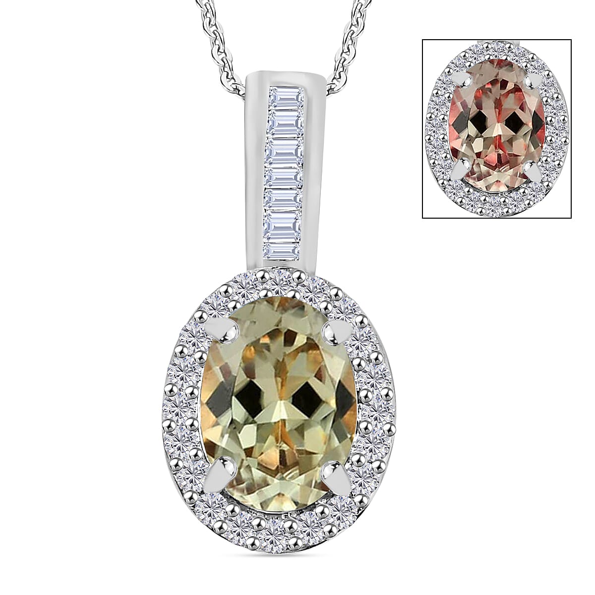 Premium Turkizite and Diamond 1.54 ctw Pendant Necklace 20 Inches in Rhodium Over Sterling Silver image number 0
