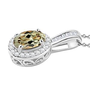 Premium Turkizite and Diamond 1.54 ctw Pendant Necklace 20 Inches in Rhodium Over Sterling Silver (Del. in 10-12 Days)