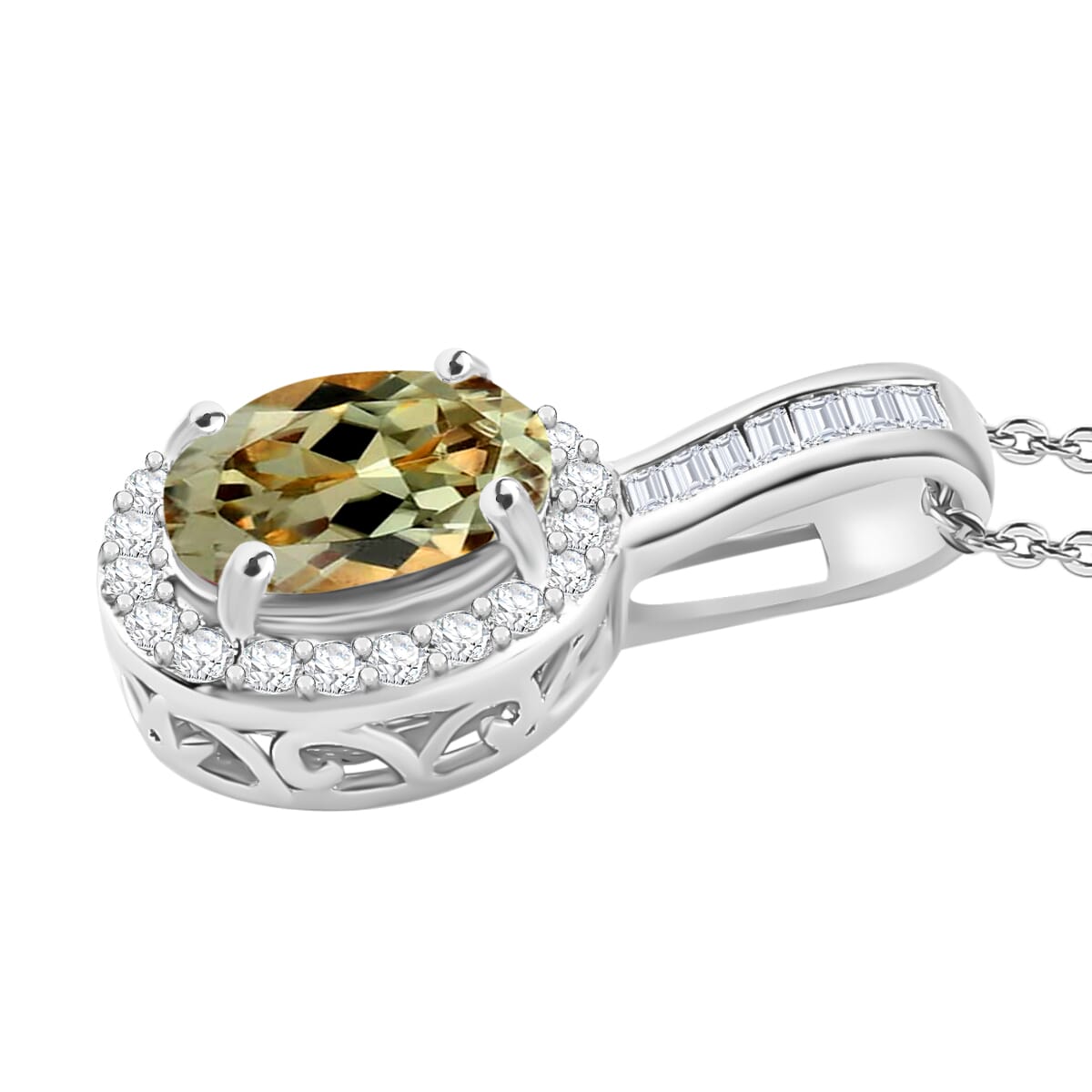 Luxoro Premium Turkizite and G-H I2 Diamond 1.54 ctw Pendant Necklace 20 Inches in 14K White Gold image number 2
