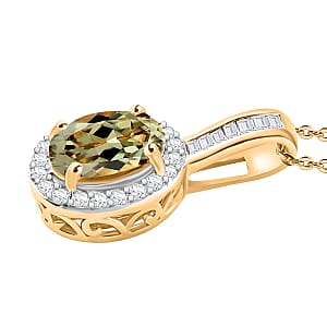 Luxoro Premium Turkizite and G-H I2 Diamond 1.54 ctw Pendant Necklace 20 Inches in 14K Yellow Gold (Del. in 10-12 Days)