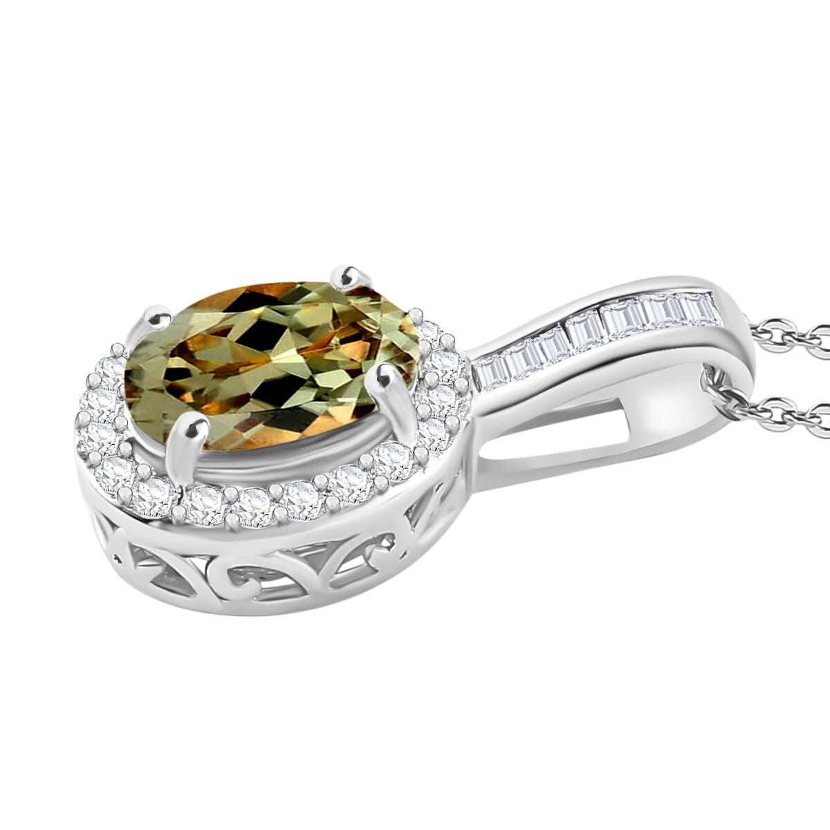 Rhapsody AAAA Turkizite and E-F VS2 Diamond 1.54 ctw Pendant Necklace 20 Inches in 18K White Gold image number 2