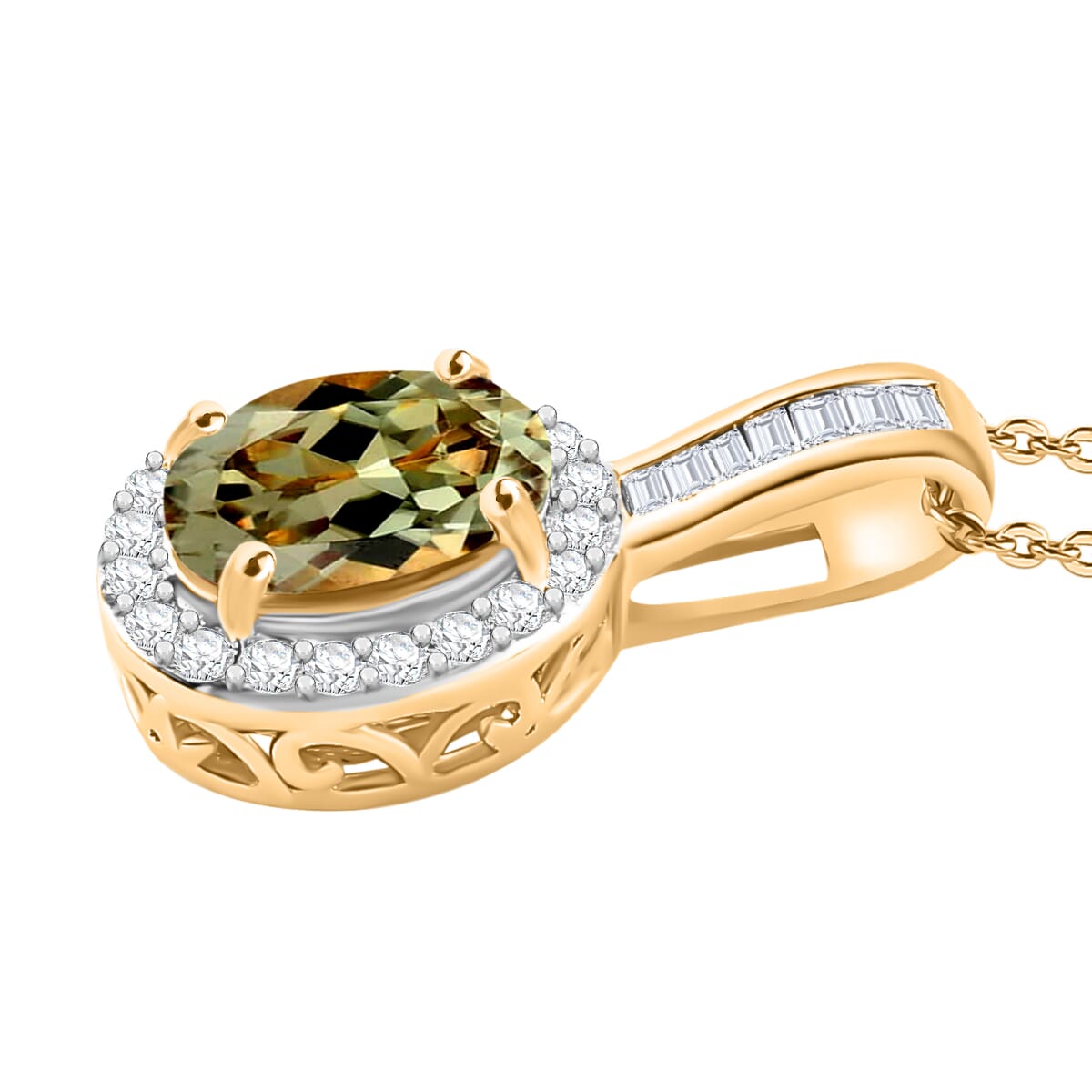 Rhapsody AAAA Turkizite and E-F VS2 Diamond 1.54 ctw Pendant Necklace 20 Inches in 18K Yellow Gold image number 2
