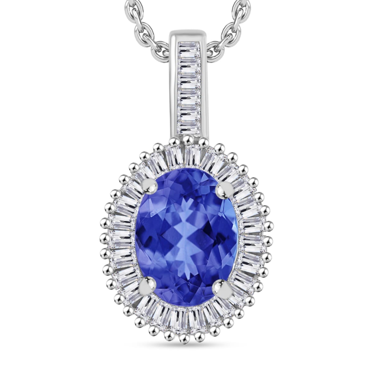 Rhapsody AAAA Tanzanite and E-F VS2 Diamond 1.56 ctw Pendant Necklace 20 Inches in 18K White Gold image number 0