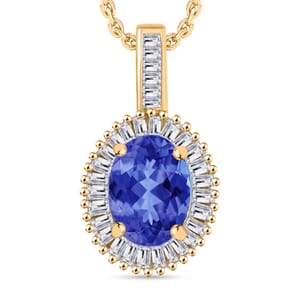 Rhapsody AAAA Tanzanite and E-F VS2 Diamond 1.56 ctw Pendant Necklace 20 Inches in 18K Yellow Gold
