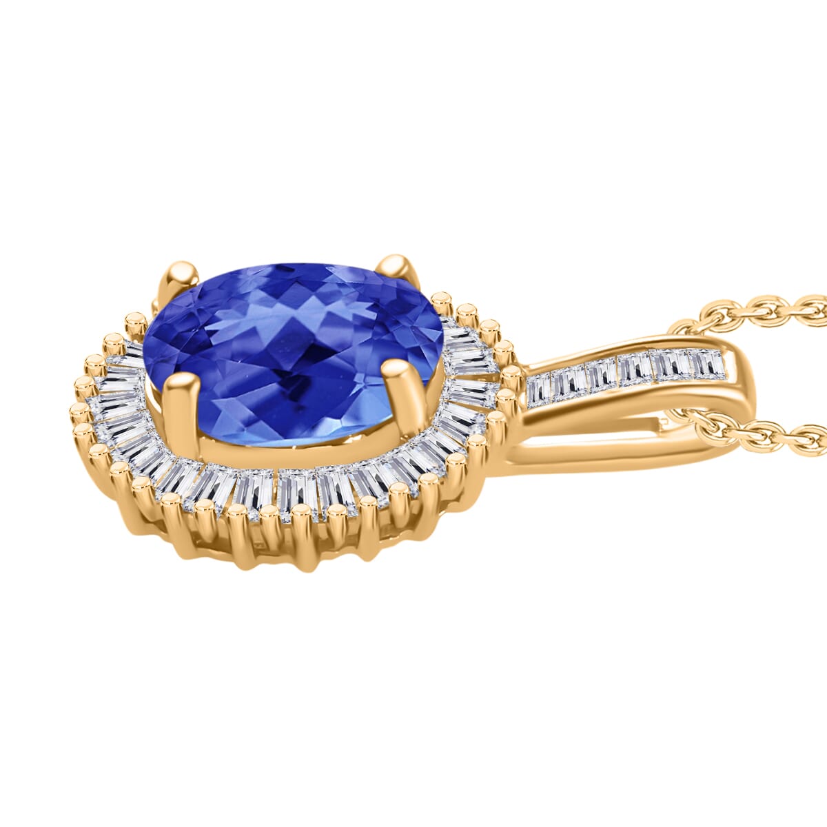 Rhapsody AAAA Tanzanite and E-F VS2 Diamond 1.56 ctw Pendant Necklace 20 Inches in 18K Yellow Gold image number 2