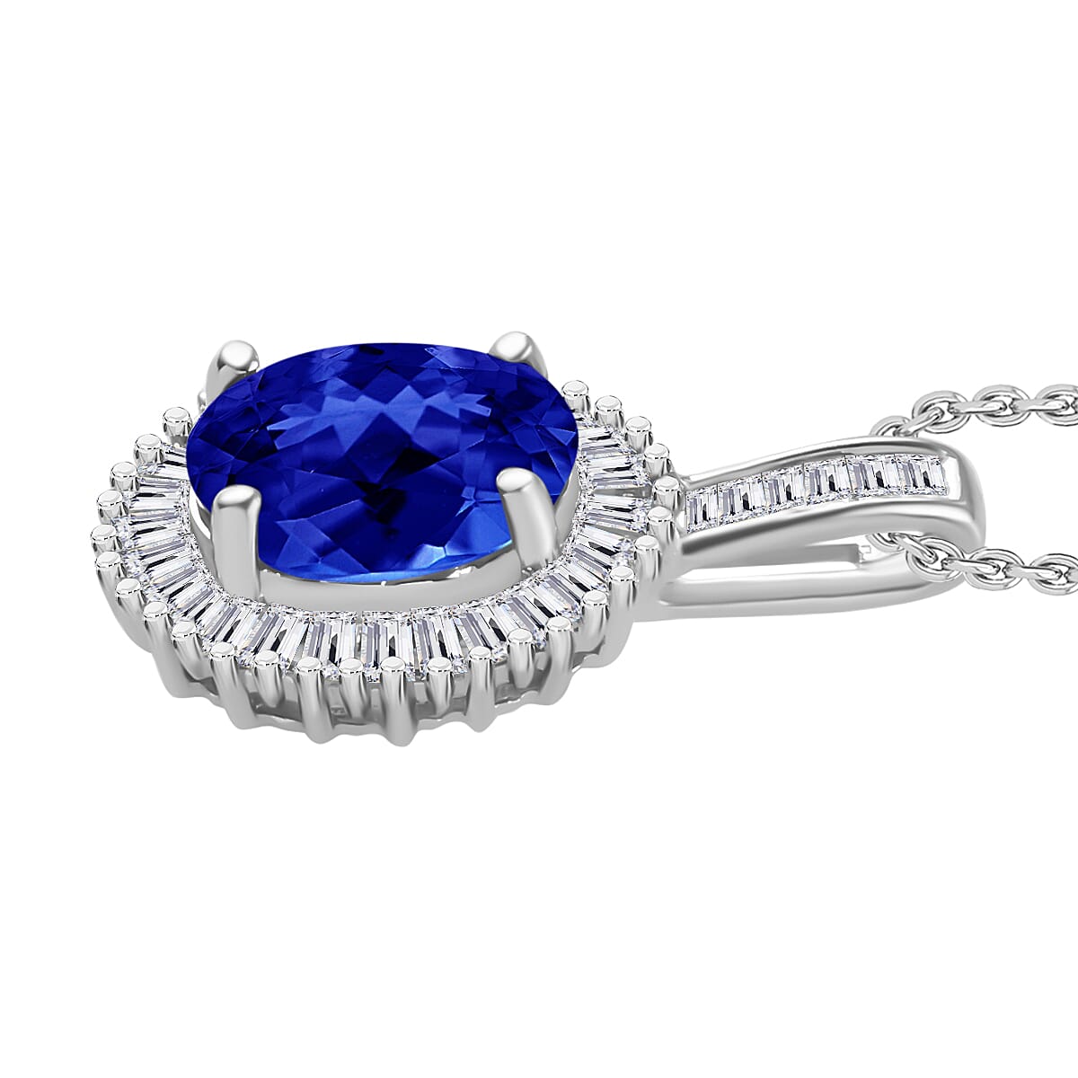 Rhapsody AAAA Tanzanite and E-F VS2 Diamond 1.56 ctw Pendant Necklace 20 Inches in 950 Platinum image number 2