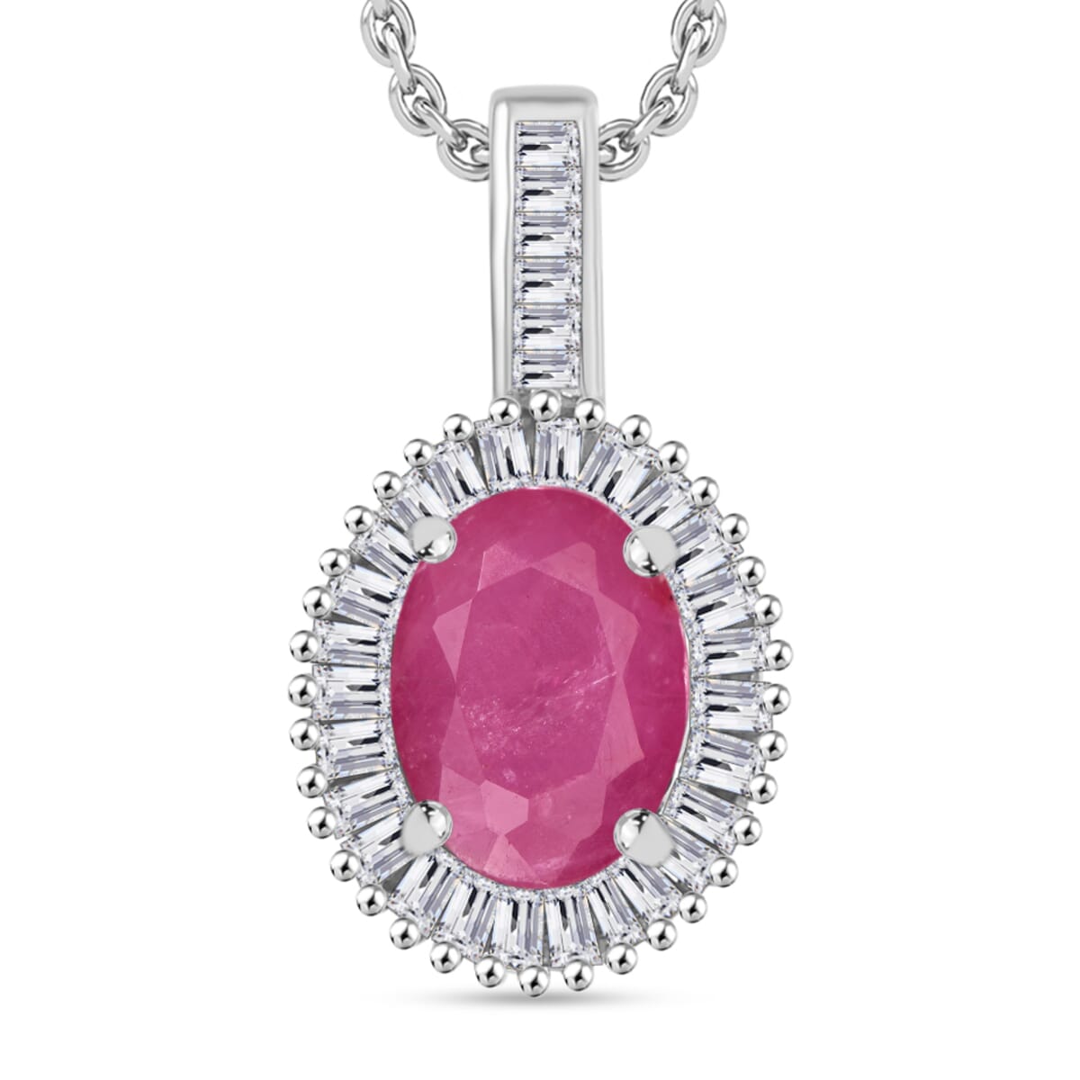 Mozambique Ruby and Diamond 1.81 ctw Pendant Necklace 20 Inches in Rhodium Over Sterling Silver image number 0