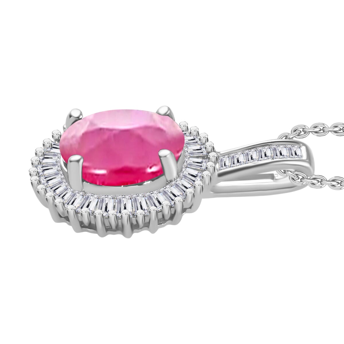 Mozambique Ruby and Diamond 1.81 ctw Pendant Necklace 20 Inches in Rhodium Over Sterling Silver image number 2