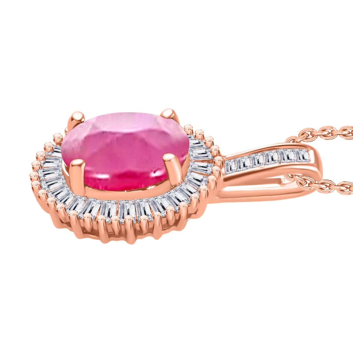 Mozambique Ruby and Diamond 1.81 ctw Pendant Necklace 20 Inches in 18K Vermeil Rose Gold Over Sterling Silver image number 2