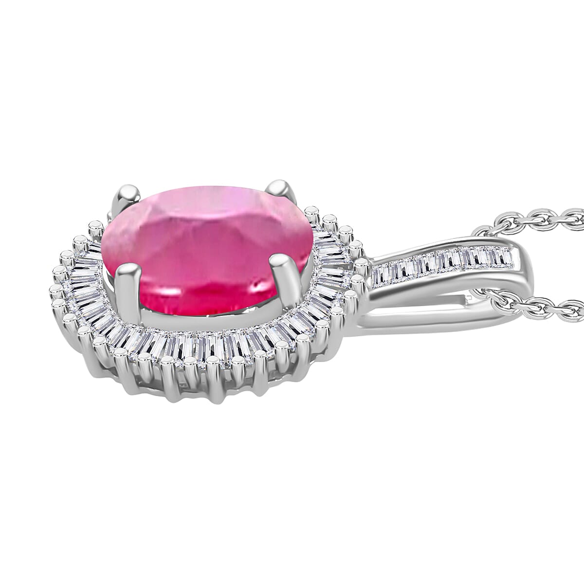 Luxoro Premium Mozambique Ruby and G-H I2 Diamond Pendant Necklace 20 Inches in 14K White Gold 1.81 ctw image number 2