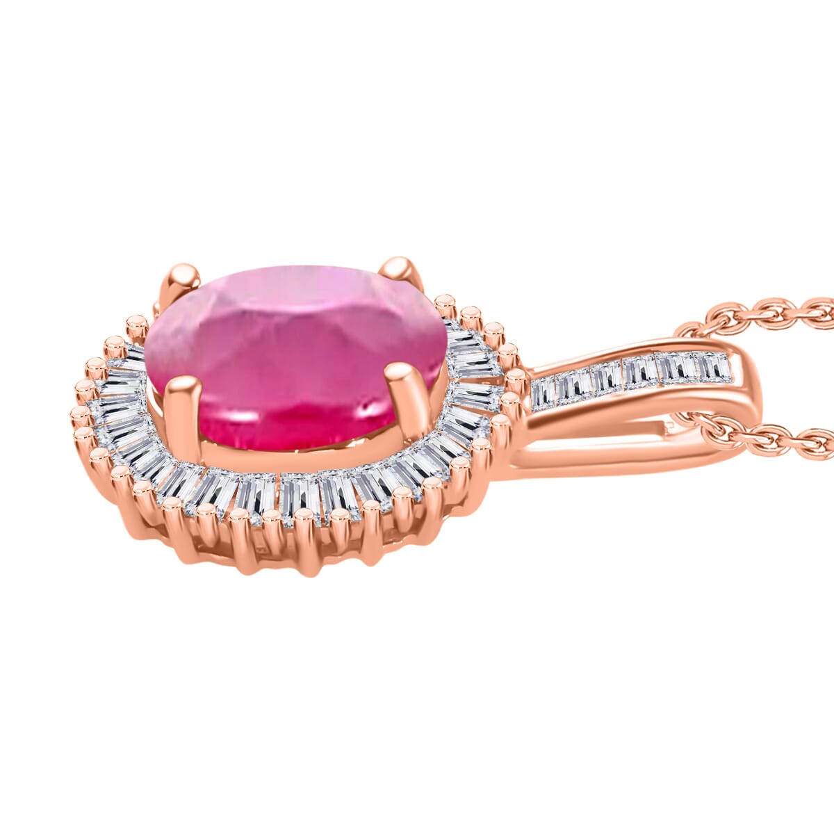 Luxoro Premium Mozambique Ruby and G-H I2 Diamond Pendant Necklace 20 Inches in 14K Rose Gold 1.81 ctw image number 2
