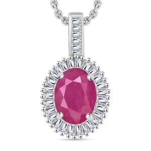 Rhapsody AAAA Mozambique Ruby and E-F VS2 Diamond 1.81 ctw Pendant Necklace 20 Inches in 18K White Gold
