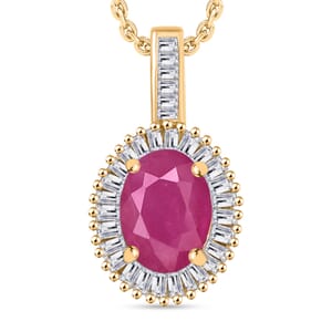 Rhapsody AAAA Mozambique Ruby and E-F VS2 Diamond 1.56 ctw Pendant Necklace 20 Inches in 18K Yellow Gold