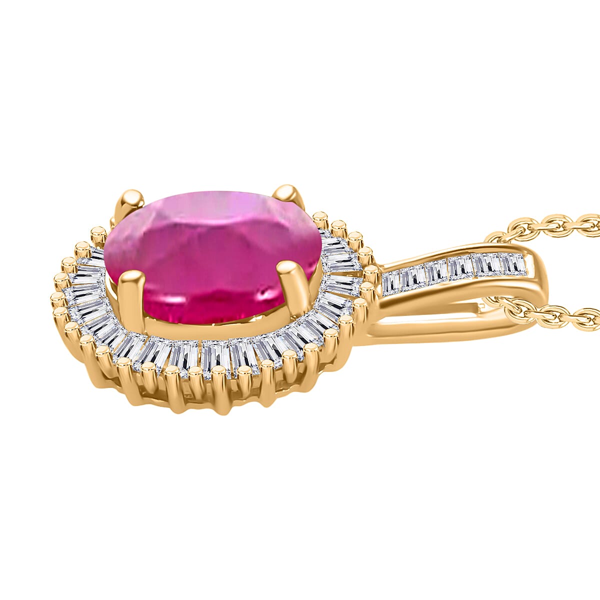 Rhapsody AAAA Mozambique Ruby and E-F VS2 Diamond 1.56 ctw Pendant Necklace 20 Inches in 18K Yellow Gold image number 2