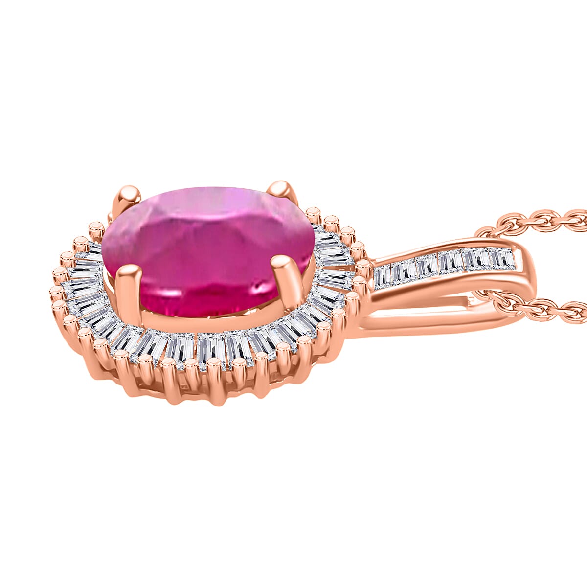 Rhapsody AAAA Mozambique Ruby and E-F VS2 Diamond 1.81 ctw Pendant Necklace 20 Inches in 18K Rose Gold image number 2