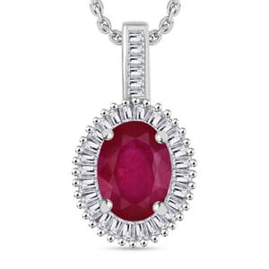 Rhapsody AAAA Mozambique Ruby and E-F VS2 Diamond 1.81 ctw Pendant Necklace 20 Inches in 950 Platinum