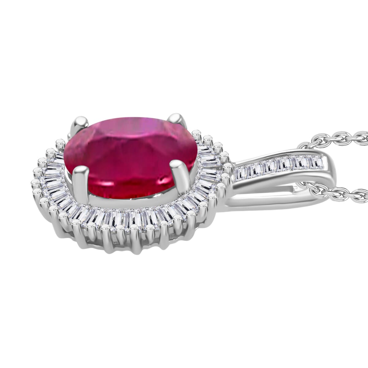 Rhapsody AAAA Mozambique Ruby and E-F VS2 Diamond 1.81 ctw Pendant Necklace 20 Inches in 950 Platinum image number 2