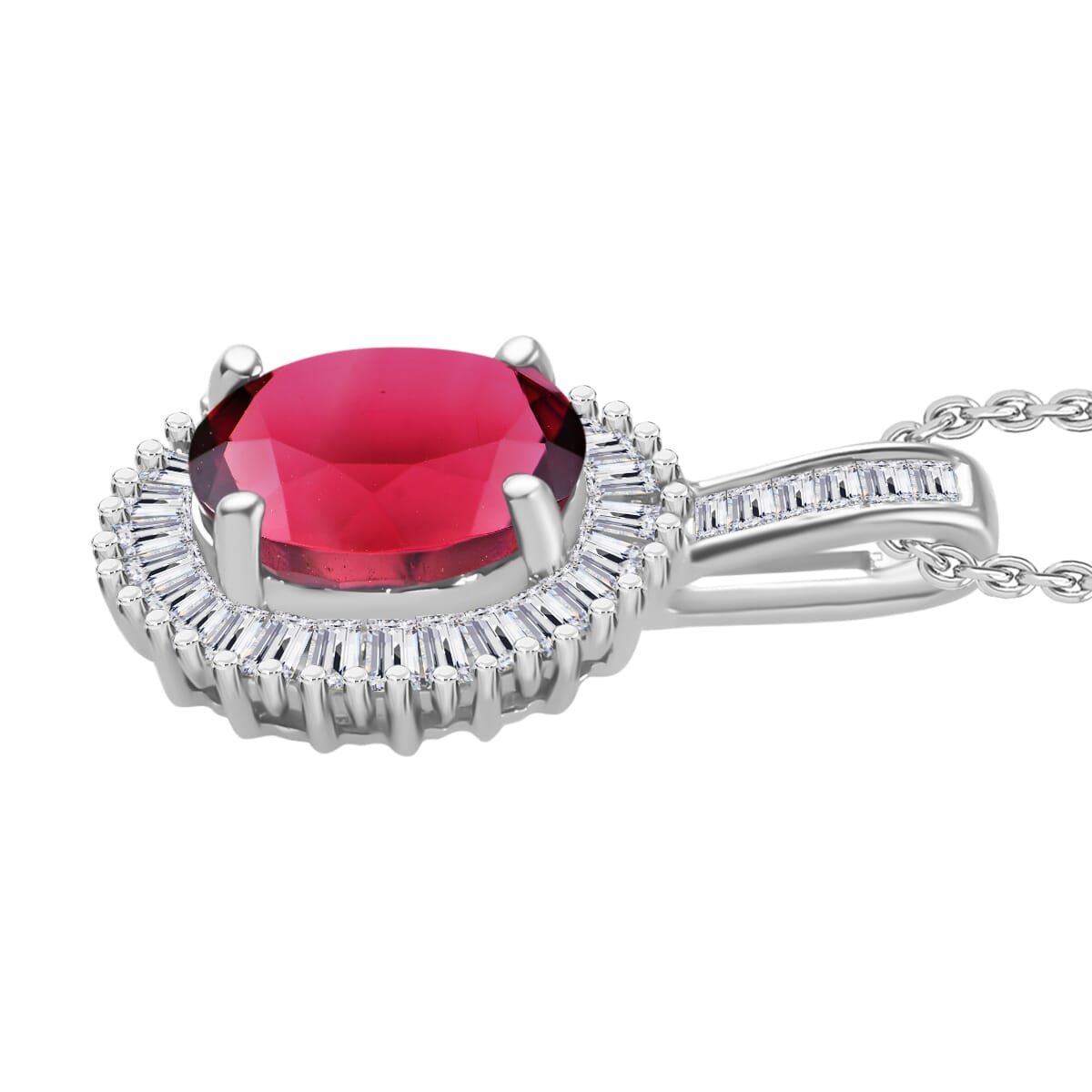 Ouro Fino Rubellite and Diamond 1.51 ctw Pendant Necklace 20 Inches in Rhodium Over Sterling Silver image number 2