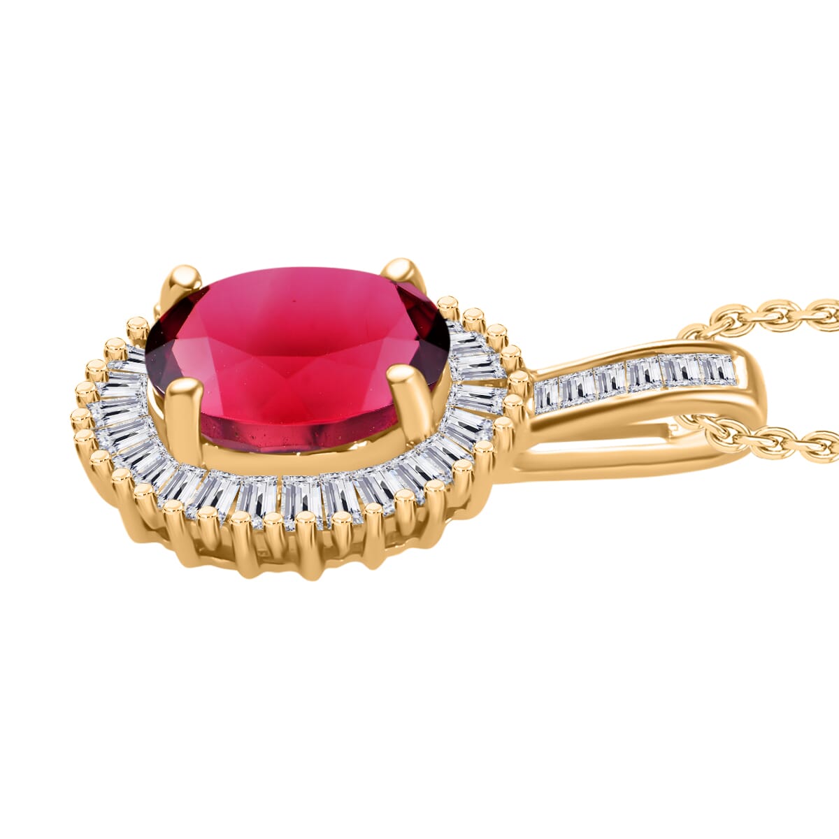 Luxoro Premium Ouro Fino Rubellite and G-H I2 Diamond 1.51 ctw Pendant Necklace 20 Inches in 14K Yellow Gold image number 2