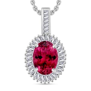 Rhapsody AAAA Ouro Fino Rubellite and E-F VS2 Diamond 1.51 ctw Pendant Necklace 20 Inches in 18K White Gold