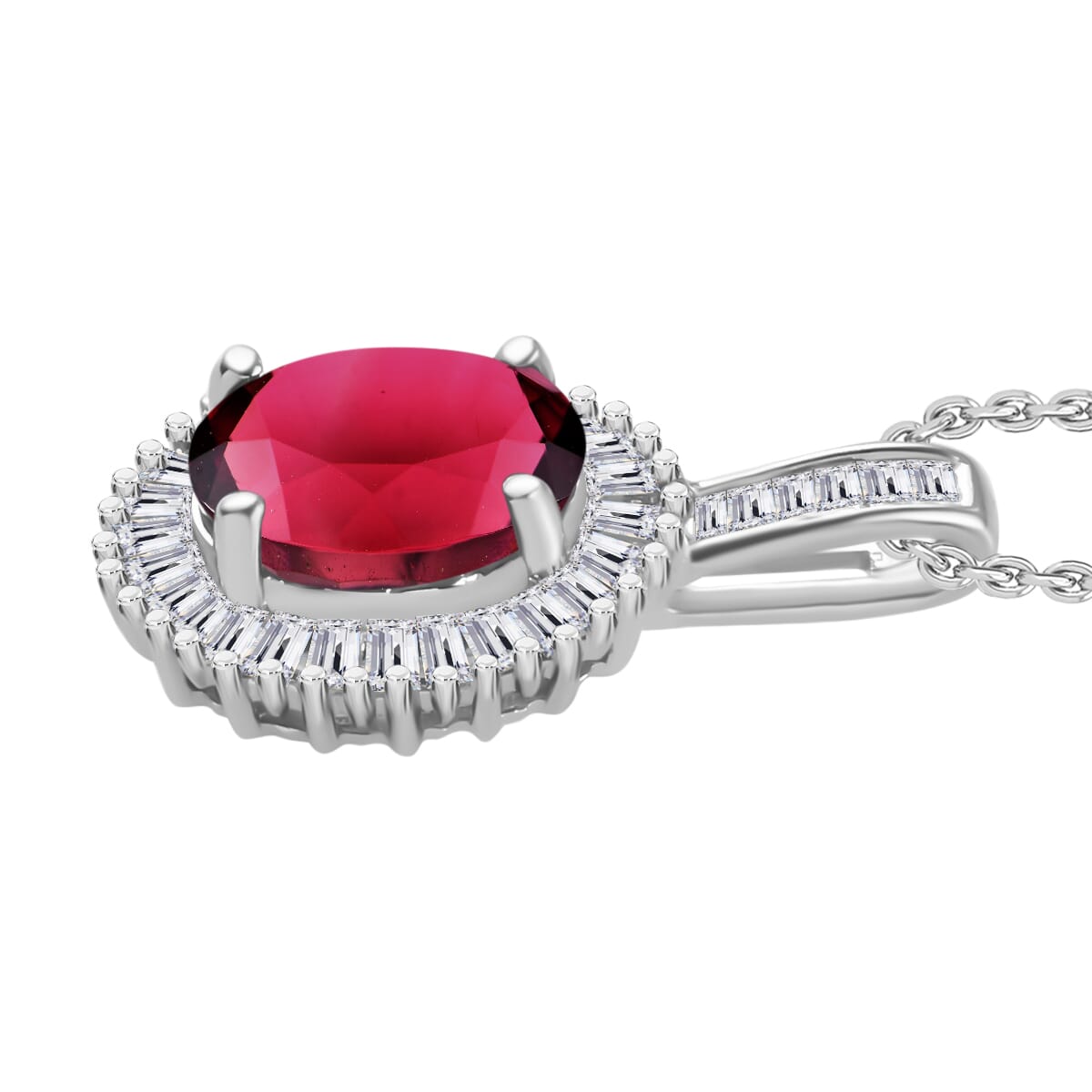 Rhapsody AAAA Ouro Fino Rubellite and E-F VS2 Diamond 1.51 ctw Pendant Necklace 20 Inches in 18K White Gold image number 2